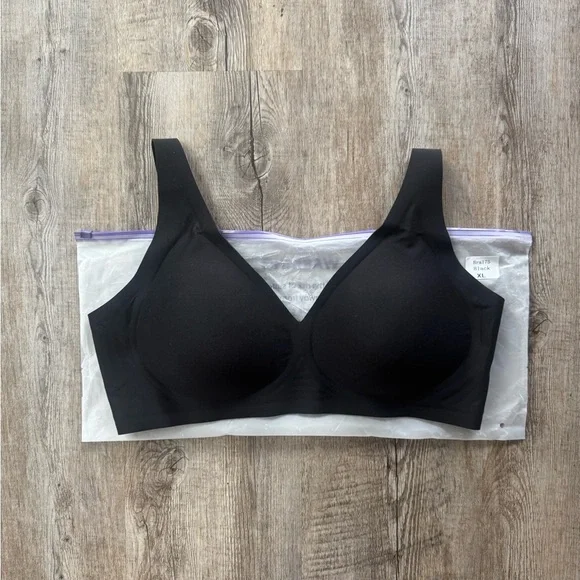 NWT SHECURVE Seamless Deep V Push-up Wireless Bra - BLACK - Picture 8 of 11